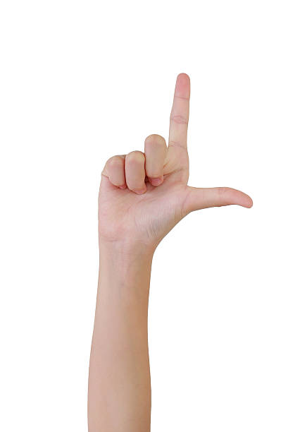 istock Finger aim pointing gun hand isolated on white background. Finger hand symbols concept. 2235743354