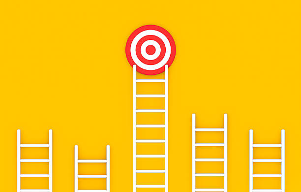 istock Target Ladder Achievement Concept on Orange Background 2235744930