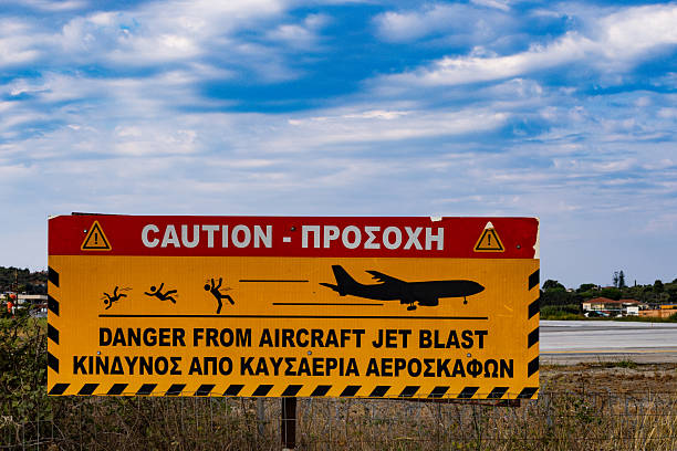 triangle traffic sign for beware airplane