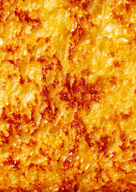 French toast bread texture macro shot. Close up. Copy space.