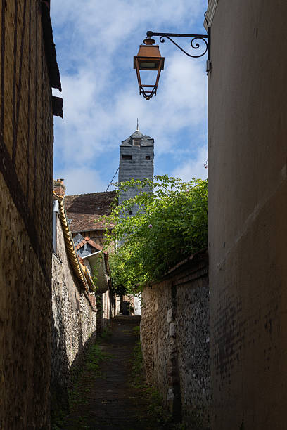The village of Les Andelys in France with beautifull old architecture with houses and the church