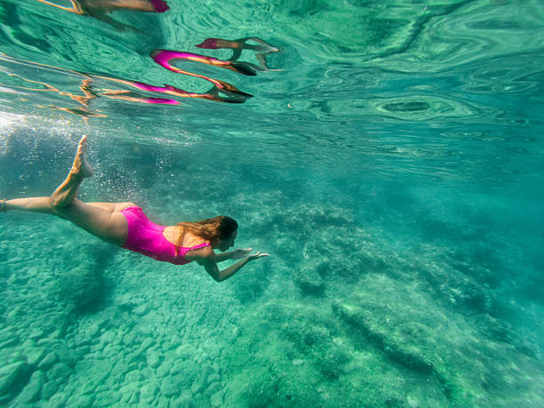 istock Woman Swimming Underwater in Clear Ocean 2235781419