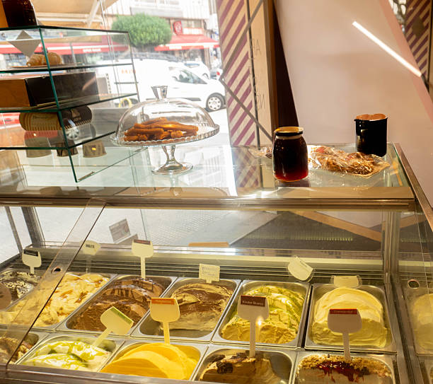 istock Display case with assorted artisanal ice cream in ice cream parlour 2235783749