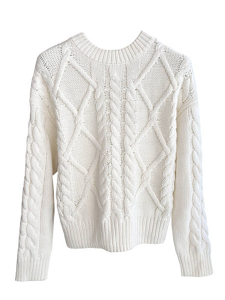 istock White knitted sweater isolated on white background.Women's sweater. 2235787205