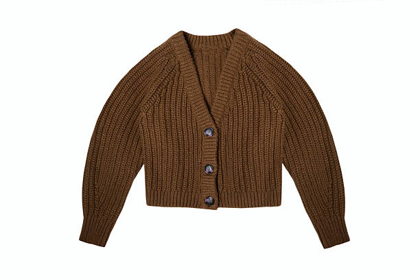 istock Brown knitted sweater with buttons isolated on white background 2235800184