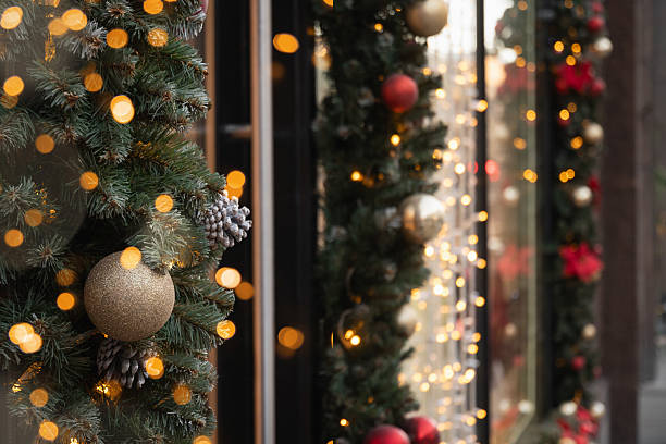 istock Festive Christmas Decorations with Twinkling Lights 2235803047