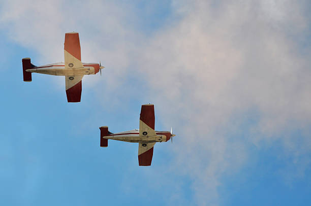 istock Aircraft for military pilot training among the clouds, Aviation School 2235806823