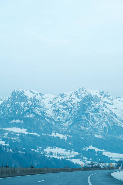 Meiringen Hasliberg with the beautiful snow capped peaks of the swiss alps. Captured on a sunny day during winter season.