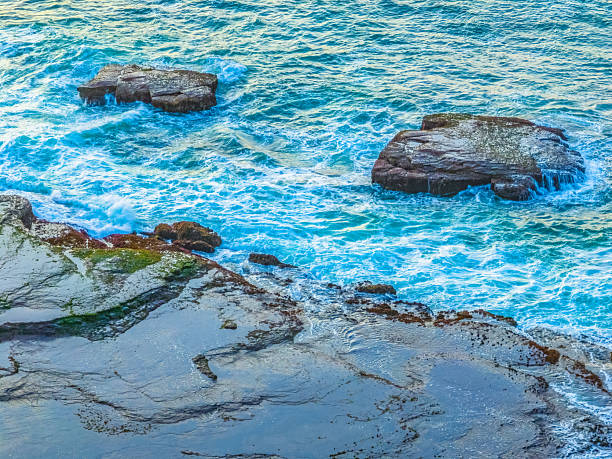 Sunrise from above at the seaside at Mona Vale on the Northern Beaches of Sydney, NSW, Australia.