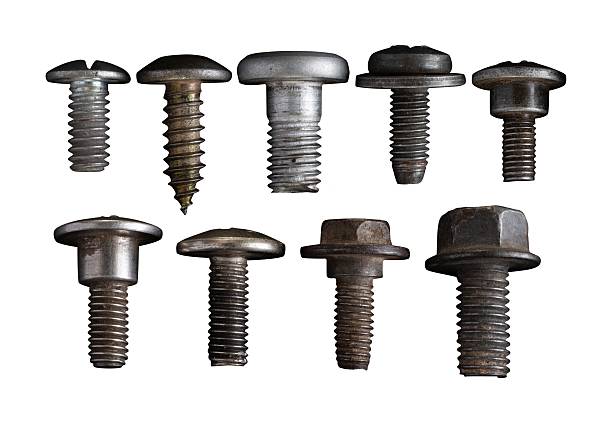 set of bolt screws isolated on white