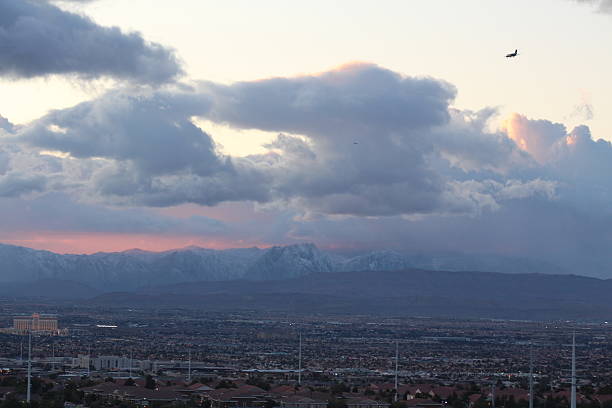 Snow Top Mountains With A Sunset And Snow Top Mountain