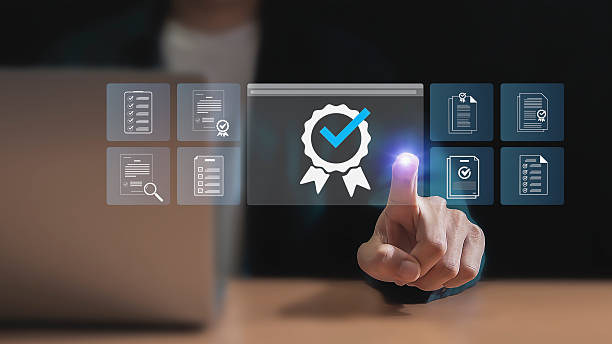 istock Verification of correct documents, quality assurance, warranty and standards, certification concept 2235841850