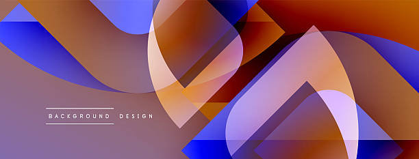 istock Abstract shapes overlap, creating vibrant color gradients. Blue, orange, purple hues dominate design. Modern aesthetic. 2235844211