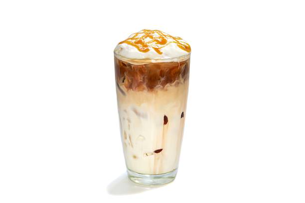 istock Ice latte coffee serving with vanilla topping put on white background , isolate style. 2235845935