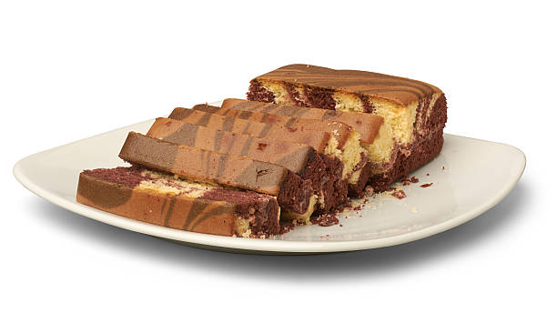 istock slices of butter or marble cake on a white plate 2235849201