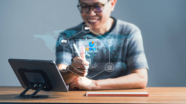 istock Businessman Analyzing Global Business Data and Digital Marketing Strategy 2235852133