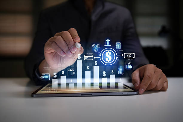 istock Digital economy and financial analytics with futuristic fintech user interface 2235865553