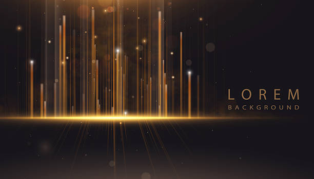 istock Glowing golden vertical beams with luminous radiant illumination and abstract shining light streaks for futuristic technology backgrounds. 2235866408