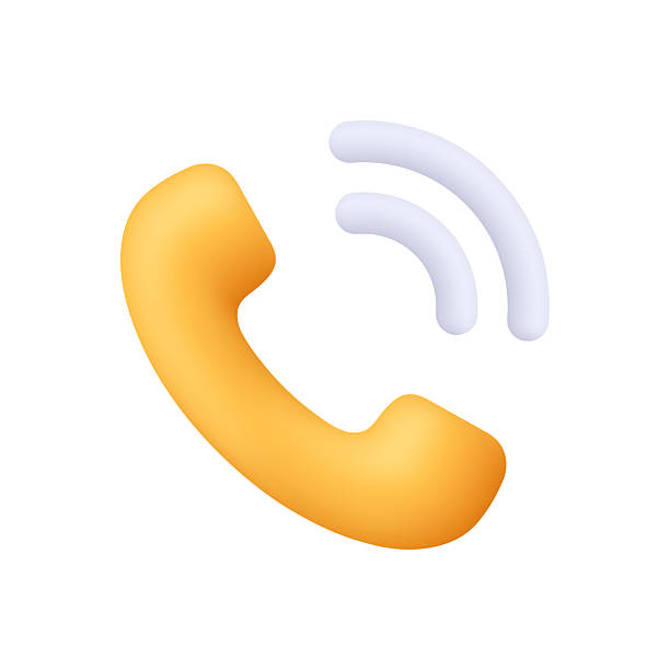 istock Yellow phone handset with signal ringing waves. Phone call, customer service, support, communication concept. 3d vector icon. Cartoon minimal style. 2235867880