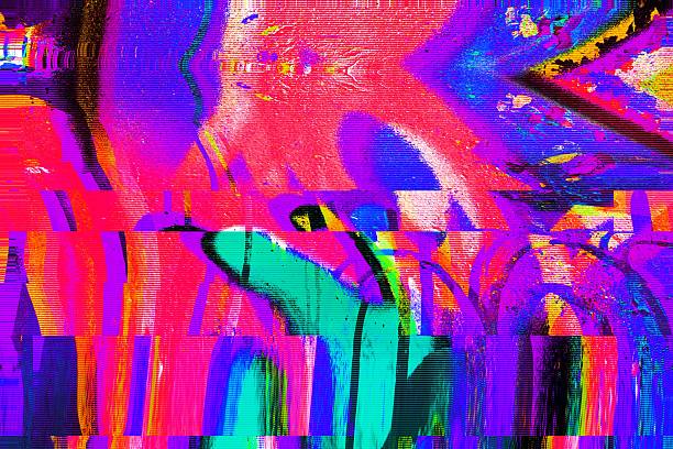 istock Glitch Art with Vibrant Neon Colors in 80s Acid Style 2235868882