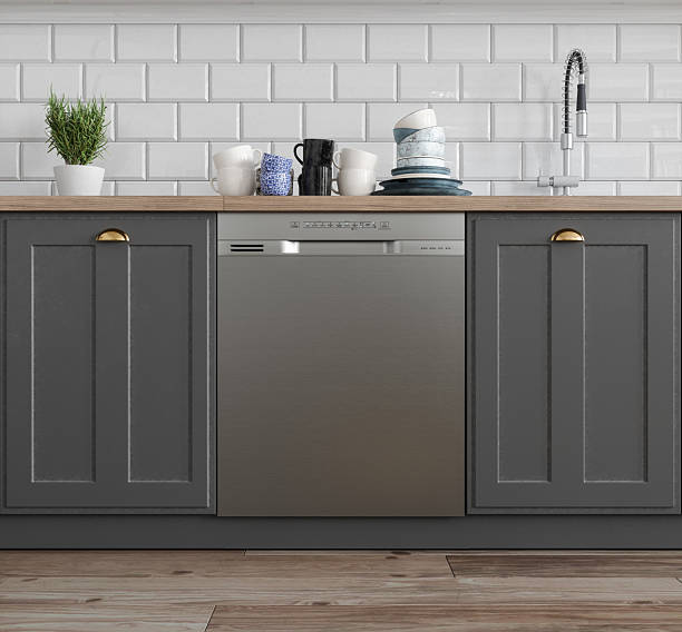 istock Modern Kitchen Interior with Built-in Stainless Steel Dishwasher 2235869741