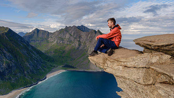 istock Breathtaking view from Ryten Kvalvika Beach Trail overlooking Lofotens dramatic coastline 2235874497