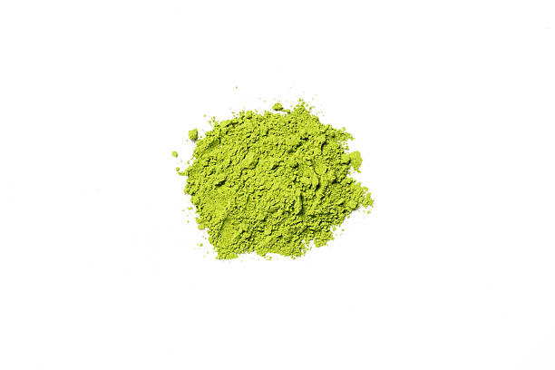 istock Top view green matcha tea powder isolated on white background 2235875620