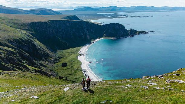 istock Majestic view from Matind Mountain overlooking Bleik Beach in Andoya, Norway 2235878887