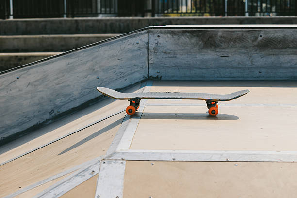 istock One skateboard at skate park 2235879045