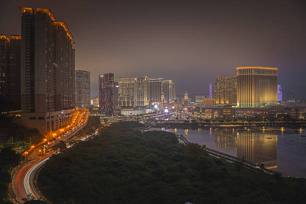 Macau JANUARY 10, 2023: Macau downtown city in Taipa at night
