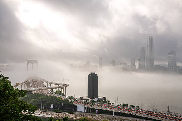 istock Sai Van Bridge is a cable-stayed bridge between Taipa island and Macau, China 2235887167