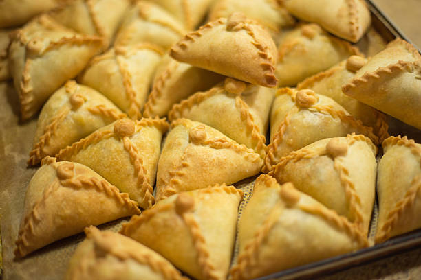 istock Freshly baked Echpochmak is a Tatar national triangle pie. Selective focus. 2235888686