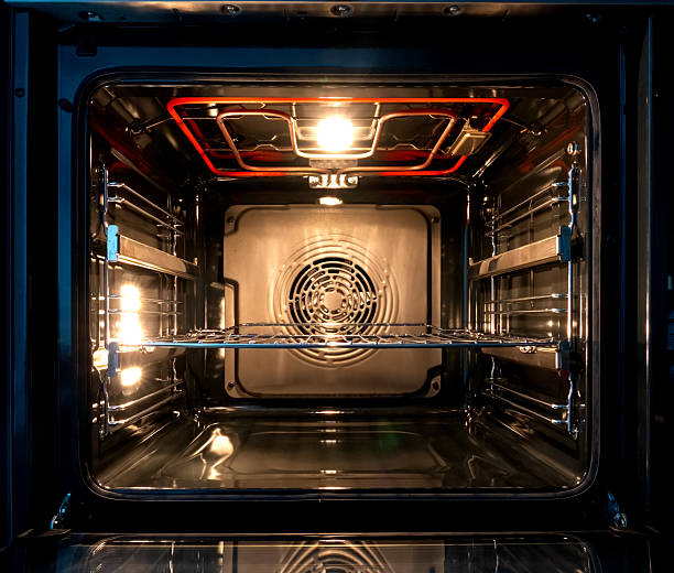 istock A look inside an open kitchen electric oven. There is a red hot heater, a light is shining. Background. 2235890030