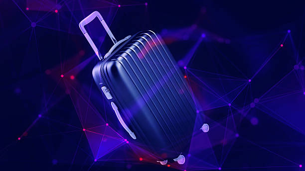 istock Futuristic Suitcase in Abstract Cyberpunk Network 2235899888