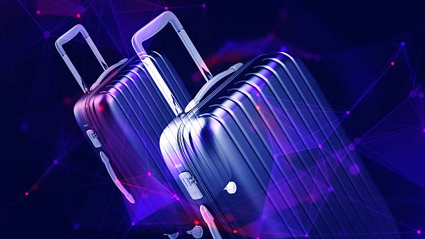 istock Futuristic Suitcase in Abstract Cyberpunk Network 2235899969