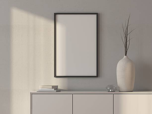 istock White vertical Poster Art Frame Mockup on wall in room 2235903171