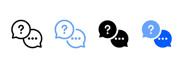 стокові ілюстрації на тему набір іконок faq. парні мовні бульбашки зі знаком питання та знаком трьох крапок. підпис служби підтримки та довідкового центру для обміну по - знак питання