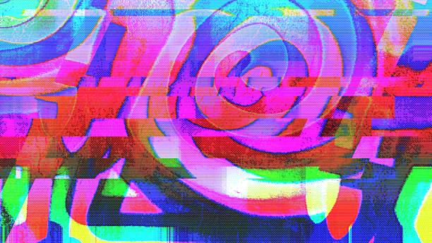 istock Glitch Art Swirl with Neon Colors and Distorted 90s Vibe 2235908065