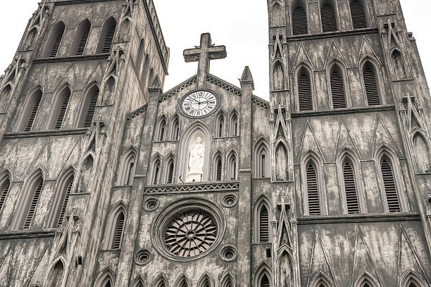 Close up on the Saint Joseph Cathedral, Hanoi, Vietnam.