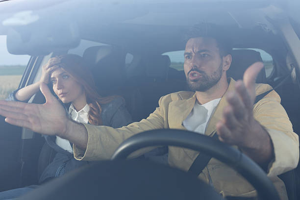 istock Couple stressed and angry at traffic on road 2235908434