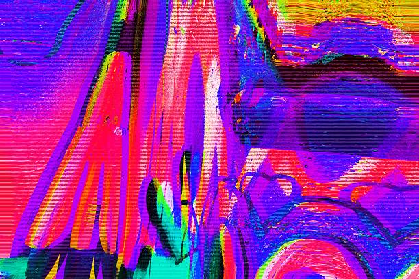 istock Vivid Abstract Glitch Art with Neon Colors for Modern 90s, Y2K Aesthetic 2235908795