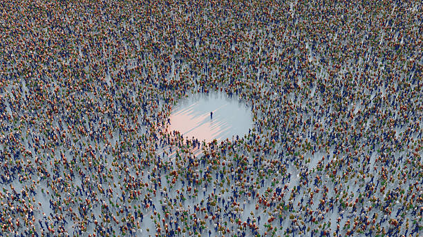 istock Large crowd circling a single person. 2235914679