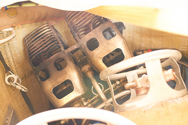 Flying Above The Clouds, Clouds view from inside of airplane, Detail shot of aircraft engine