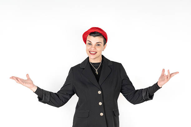 Young professional woman with a welcoming gesture