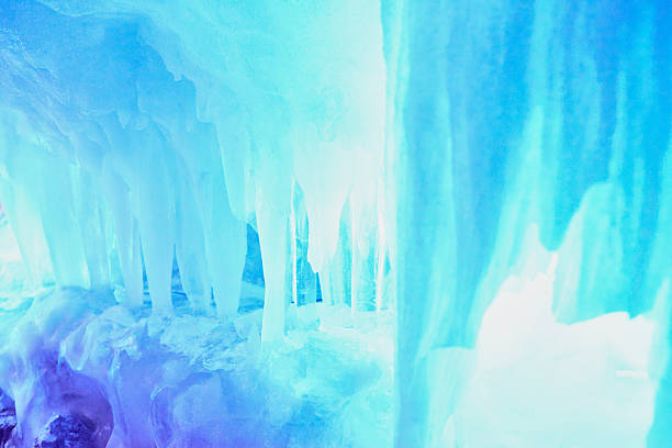 Deep blue ice formations at the  Midway Ice Castles