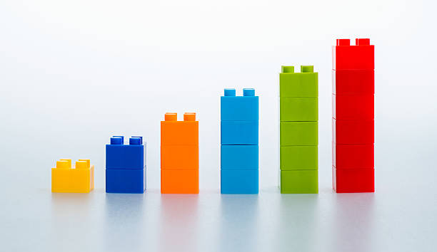Steps made of plastic toy blocks