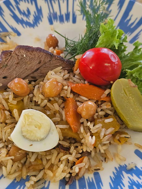 Uzbek pilaf served