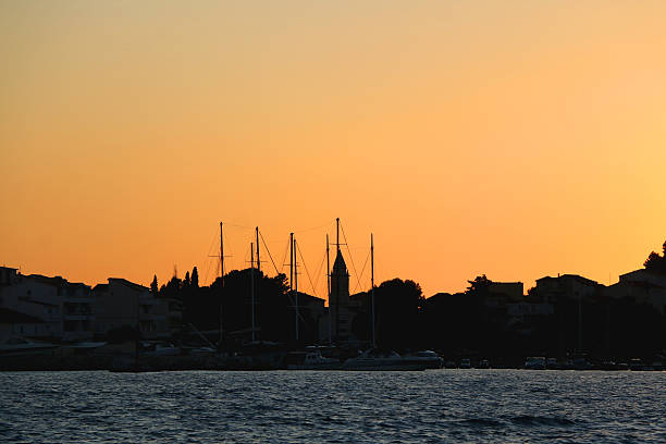 Beautiful sunset in Stobrec, small coastal town near Split, Croatia.