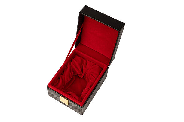 istock Black empty box covered with red velvet isolated on a white background. 2235942678