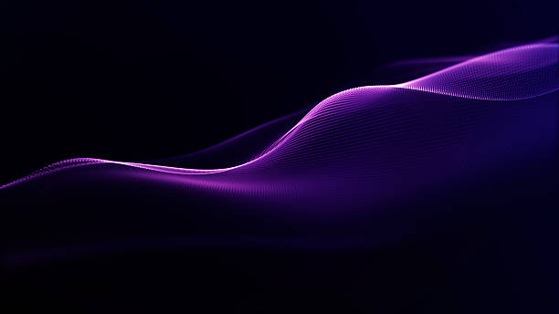 istock Smooth flowing abstract purple neon wave made of luminous particles on futuristic dark background. 2235942815